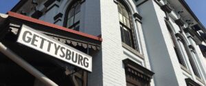 Downtown Gettysburg Trainstation sign
